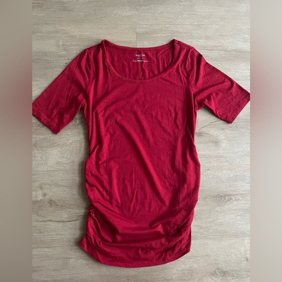 Motherhood Maternity Short Sleeve Cotton Shirts Set of 2 SZ S Red Blue - Picture 3 of 8